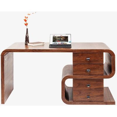Kare Design Walnoot Snake Bureau - 4 Laden - Retro Stijl Kare Design Walnoot Snake Bureau - 4 Laden - Retro Stijl