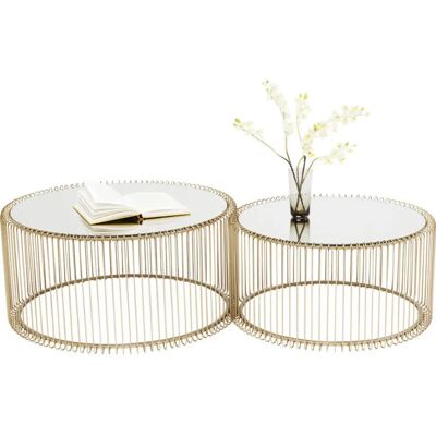Kare Design - Conjunto de 2 Mesas de Centro Wire Brass - Moderno e Elegante Kare Design - Conjunto de 2 Mesas de Centro Wire Brass - Moderno e Elegante