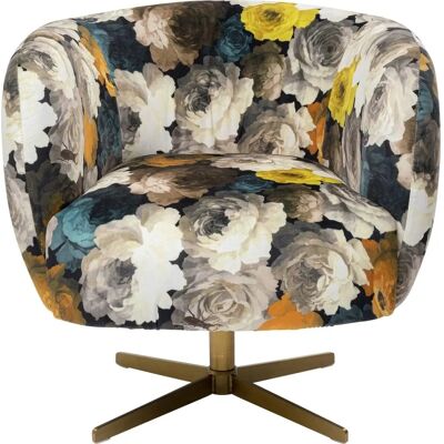 Kare Design Peony Drehbarer Sessel - Blumenprint - Messing Metallgestell Kare Design Peony Drehbarer Sessel - Blumenprint - Messing Metallgestell