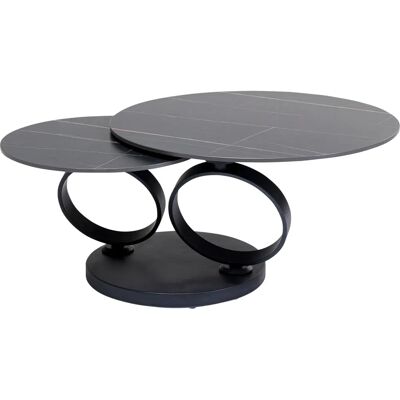 Table Basse Kare en Céramique Noire et Acier - 133x43x80cm - Publicité Table Basse Kare en Céramique Noire et Acier - 133x43x80cm - Publicité
