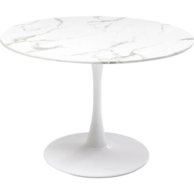 Table à Manger Ronde en Marbre Blanc Kare Design - 110cm - Publicité Table à Manger Ronde en Marbre Blanc Kare Design - 110cm - Publicité