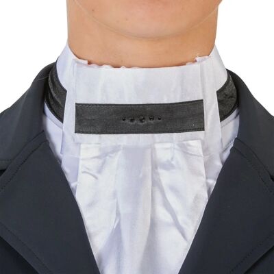 BUSSE Caprice Weiß/Schwarz Elegantes Satin Turnierplastron - Plastron BUSSE Caprice Weiß/Schwarz Elegantes Satin Turnierplastron - Plastron