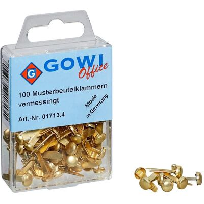 Gowi 100 Guldpapperklämmor med Rund Huvud - Gem Gowi 100 Guldpapperklämmor med Rund Huvud - Gem