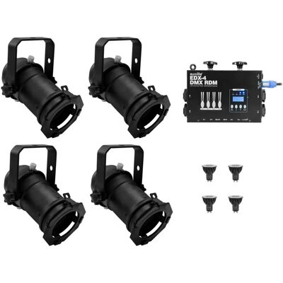 EuroLite Set 4x PAR-16 Spot Schwarz - LED Dimmer Pack EuroLite Set 4x PAR-16 Spot Schwarz - LED Dimmer Pack