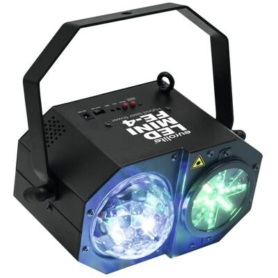 EUROLITE LED Mini FE-4 Festlig laserlampe med speilball, stroboskop og wash-effekter EUROLITE LED Mini FE-4 Festlig laserlampe med speilball, stroboskop og wash-effekter