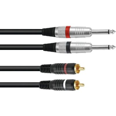 Câble audio Omnitronic - 2x6.3mm Jack, 2xRCA - 1.5m Câble audio Omnitronic - 2x6.3mm Jack, 2xRCA - 1.5m
