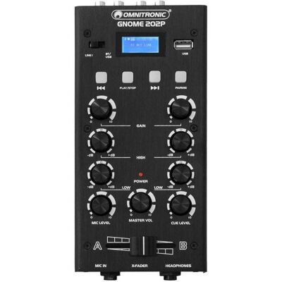 Omnitronic Gnome-202p Mini Mixer - Bluetooth, 2 Kanäle, Schwarz Omnitronic Gnome-202p Mini Mixer - Bluetooth, 2 Kanäle, Schwarz