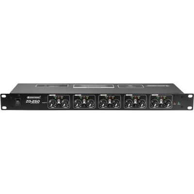 Omnitronic ZD-250B Zonenmixer - 2 Innganger, 5 Utganger, Svart Omnitronic ZD-250B Zonenmixer - 2 Innganger, 5 Utganger, Svart