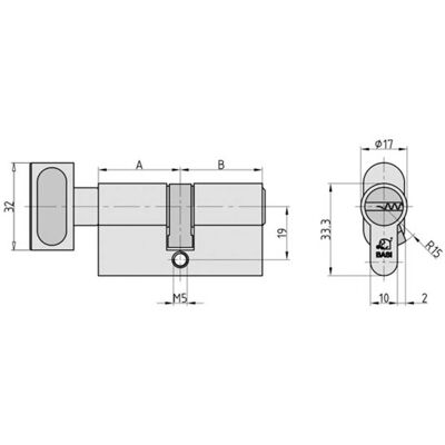 Basi VB5030-0000 Profielcilinder - 30/30mm Basi VB5030-0000 Profielcilinder - 30/30mm
