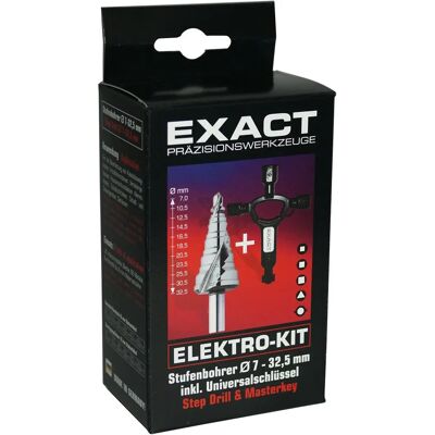 Exact Modelo 70606 Broca escalonada HSS - 7-32,5 mm Cilíndrica - Taladro para cajas eléctricas Exact Modelo 70606 Broca escalonada HSS - 7-32,5 mm Cilíndrica - Taladro para cajas eléctricas