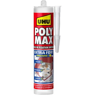 UHU Polymax Extra Forte Colle Invisible - Usage intérieur/extérieur - Publicité UHU Polymax Extra Forte Colle Invisible - Usage intérieur/extérieur - Publicité