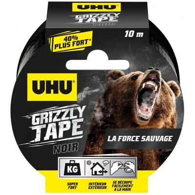Cinta Uhu Grizzly - 50mm x 10m - Negra - Resistente al agua Cinta Uhu Grizzly - 50mm x 10m - Negra - Resistente al agua