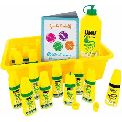 UHU Pack Scolaire 12 Flacons Colle 3 en 1 - Publicité UHU Pack Scolaire 12 Flacons Colle 3 en 1 - Publicité