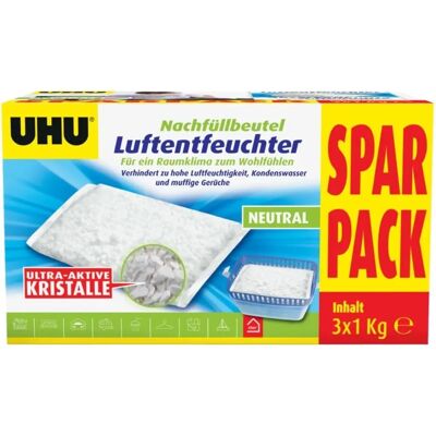 UHU Luftentfeuchter Nachfüllbeutel - 3kg - Verhindert Feuchtigkeit UHU Luftentfeuchter Nachfüllbeutel - 3kg - Verhindert Feuchtigkeit