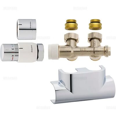 Oventrop - Conjunto de conexión de termostato para radiador de baño - Cromo Oventrop - Conjunto de conexión de termostato para radiador de baño - Cromo