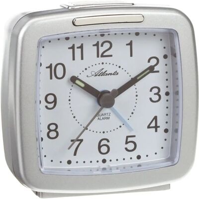 JOGRABO Atlanta 1380/19 Réveil - Quartz analogique argenté avec snooze - Publicité JOGRABO Atlanta 1380/19 Réveil - Quartz analogique argenté avec snooze - Publicité