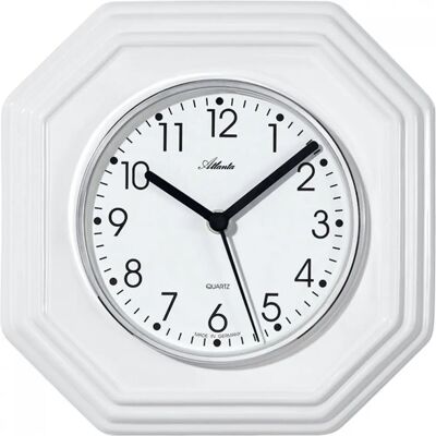 Atlanta 6010 Weiße Quarz-Wanduhr - Küche Achteckig Atlanta 6010 Weiße Quarz-Wanduhr - Küche Achteckig