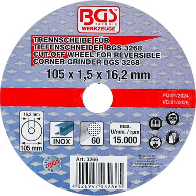 BGS TECHNIC 105mm Trennscheibe - Hochwertig & Schnellrotierend BGS TECHNIC 105mm Trennscheibe - Hochwertig & Schnellrotierend