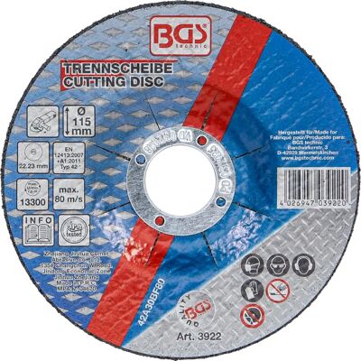 BGS TECHNIC 3922 Trennscheibe - Stahl, Metall, 115mm BGS TECHNIC 3922 Trennscheibe - Stahl, Metall, 115mm