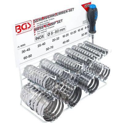 Set di fascette BGS in acciaio inossidabile - Montaggio a parete - 111 pezzi Set di fascette BGS in acciaio inossidabile - Montaggio a parete - 111 pezzi