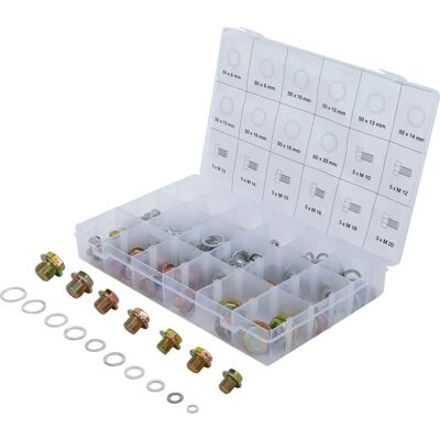 BGS TECHNIC - Set di tappi di scarico olio e guarnizioni in alluminio - 534 pezzi BGS TECHNIC - Set di tappi di scarico olio e guarnizioni in alluminio - 534 pezzi