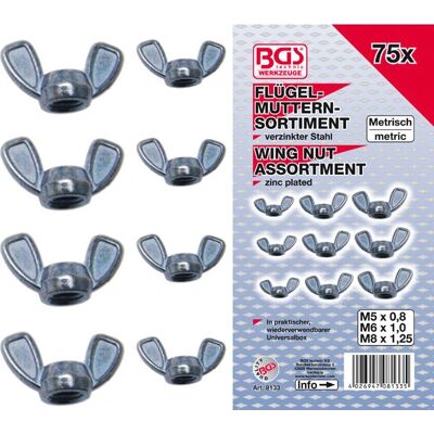 BGS TECHNIC - Flügelmutter-Set - 75 Stück BGS TECHNIC - Flügelmutter-Set - 75 Stück