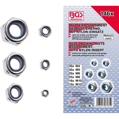 BGS technic 8135 Sechskannmuttern-Set - Chrom, 146 stk BGS technic 8135 Sechskannmuttern-Set - Chrom, 146 stk