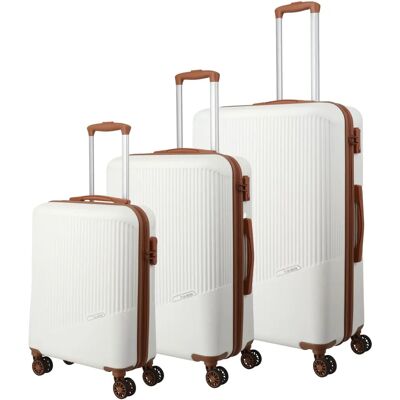 Travelite Bali 4 Wheel Trolley Set 55/67/77 cm - white/cognac Travelite Bali 4 Wheel Trolley Set 55/67/77 cm - white/cognac