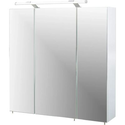 MÖBELPARTNER Espejo de baño blanco brillante con LED MÖBELPARTNER Espejo de baño blanco brillante con LED