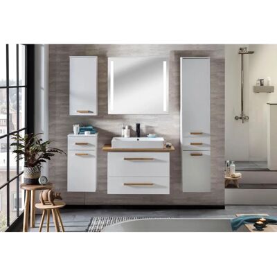 MÖBELPARTNER Waschtisch mit Unterschrank - kreideweiß/eiche landhaus - 102,2cm x 50cm x 61,5cm MÖBELPARTNER Waschtisch mit Unterschrank - kreideweiß/eiche landhaus - 102,2cm x 50cm x 61,5cm