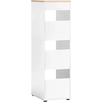 SCHILDMEYER Solea Wäscheschrank - 45cm Weiß/Eichehellfarben - 3 Türen SCHILDMEYER Solea Wäscheschrank - 45cm Weiß/Eichehellfarben - 3 Türen