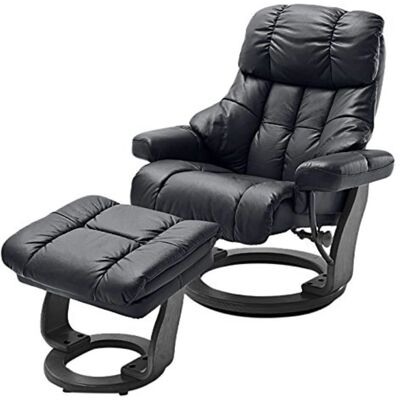 LUMOS Calgary XXL Leder Drehbarer Fernsehsessel mit Hocker LUMOS Calgary XXL Leder Drehbarer Fernsehsessel mit Hocker