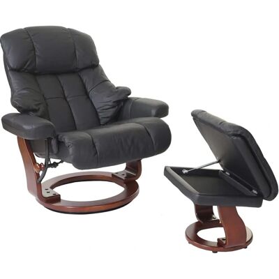 MCA Möbel Relaxsessel Calgary XXL in Schwarz Leder & Walnuss - Bis 180 kg MCA Möbel Relaxsessel Calgary XXL in Schwarz Leder & Walnuss - Bis 180 kg