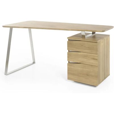 MCA FURNITURE Tori Massiv Eichenholz Schreibtisch - 3 Schubladen & Edelstahlrahmen MCA FURNITURE Tori Massiv Eichenholz Schreibtisch - 3 Schubladen & Edelstahlrahmen