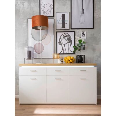 Sconto Weiß Sideboard - 156x83x44 cm - Moderner Stauraum Sconto Weiß Sideboard - 156x83x44 cm - Moderner Stauraum