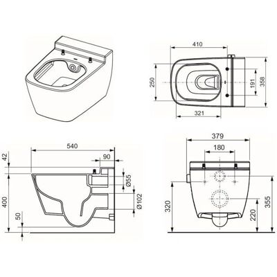 TECE Wand-WC mit Duschfunktion - Weiß - Bidetfunktion TECE Wand-WC mit Duschfunktion - Weiß - Bidetfunktion