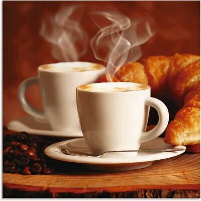 ARTland - Dampfender Cappuccino und Croissant - Braun ARTland - Dampfender Cappuccino und Croissant - Braun