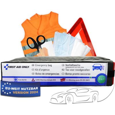 First Aid Only 3-in-1 Auto-Notfallset - DIN 13164, Grau First Aid Only 3-in-1 Auto-Notfallset - DIN 13164, Grau