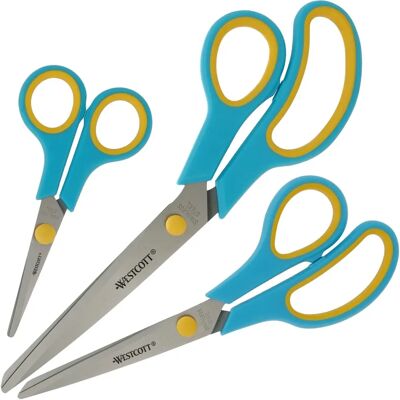Westcott Scherenset Easy Grip - 3 Stück - Türkis/Zitrusgelb Westcott Scherenset Easy Grip - 3 Stück - Türkis/Zitrusgelb