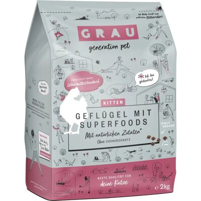 Becker Grå Kattungemat - Kyckling + Superfoods - 2kg Becker Grå Kattungemat - Kyckling + Superfoods - 2kg