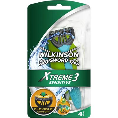 Rasoir Wilkinson Sword Xtreme 3 Sensitive - Pack de 4 - Publicité Rasoir Wilkinson Sword Xtreme 3 Sensitive - Pack de 4 - Publicité