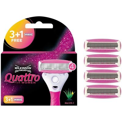 Wilkinson Sword Quattro pour Femmes - Lames Sensibles - 4 pcs Wilkinson Sword Quattro pour Femmes - Lames Sensibles - 4 pcs