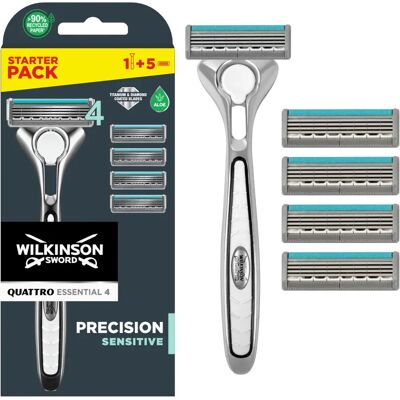 Wilkinson Sword Quattro Titanium Sensitive - Golarka z Wymiennymi Ostrzami Wilkinson Sword Quattro Titanium Sensitive - Golarka z Wymiennymi Ostrzami