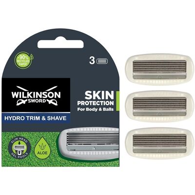 Wilkinson Sword Hydro Trim & Shave Ochrona skóry dla mężczyzn Pakiet 3 ostrzy - Maszynki do golenia i trymerki Wilkinson Sword Hydro Trim & Shave Ochrona skóry dla mężczyzn Pakiet 3 ostrzy - Maszynki do golenia i trymerki