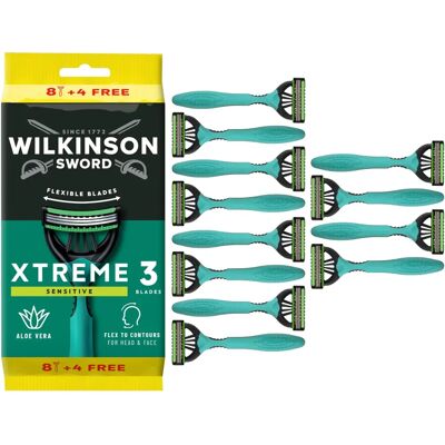 Wilkinson Sword Xtreme 3 Sensitive egyszer használatos borotva - Férfiak 8+4 Wilkinson Sword Xtreme 3 Sensitive egyszer használatos borotva - Férfiak 8+4