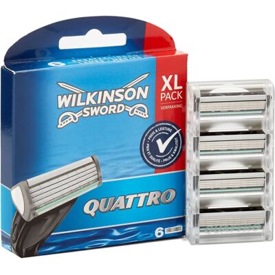 Wilkinson Sword Quattro - Barbatanas para Homens - 6 unidades Wilkinson Sword Quattro - Barbatanas para Homens - 6 unidades