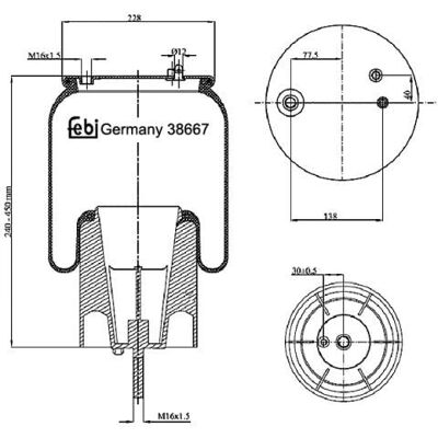 FEBI BILSTEIN Modelo 38667 Bota de suspensión de aire - Suspensión de aire FEBI BILSTEIN Modelo 38667 Bota de suspensión de aire - Suspensión de aire