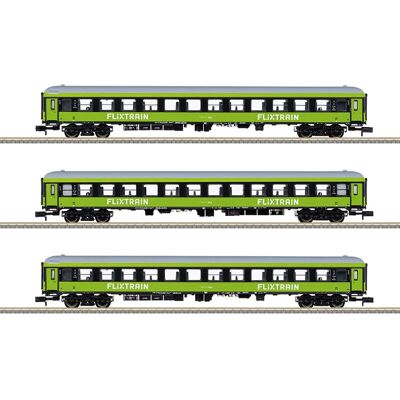 Minitrix 15462 N set van 3 express train carriages - Model Bmmz 264.4F - Light green - Model train accessory Minitrix 15462 N set van 3 express train carriages - Model Bmmz 264.4F - Light green - Model train accessory
