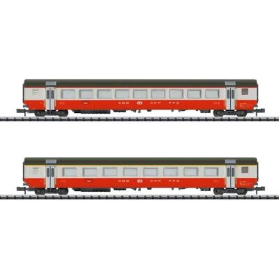 MiniTrix 18721 Sæt med 2 Swiss Express passagervogne MiniTrix 18721 Sæt med 2 Swiss Express passagervogne