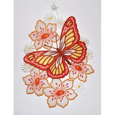 Stickereien Plauen - Schmetterling auf Blume - 20x30 cm Stickereien Plauen - Schmetterling auf Blume - 20x30 cm
